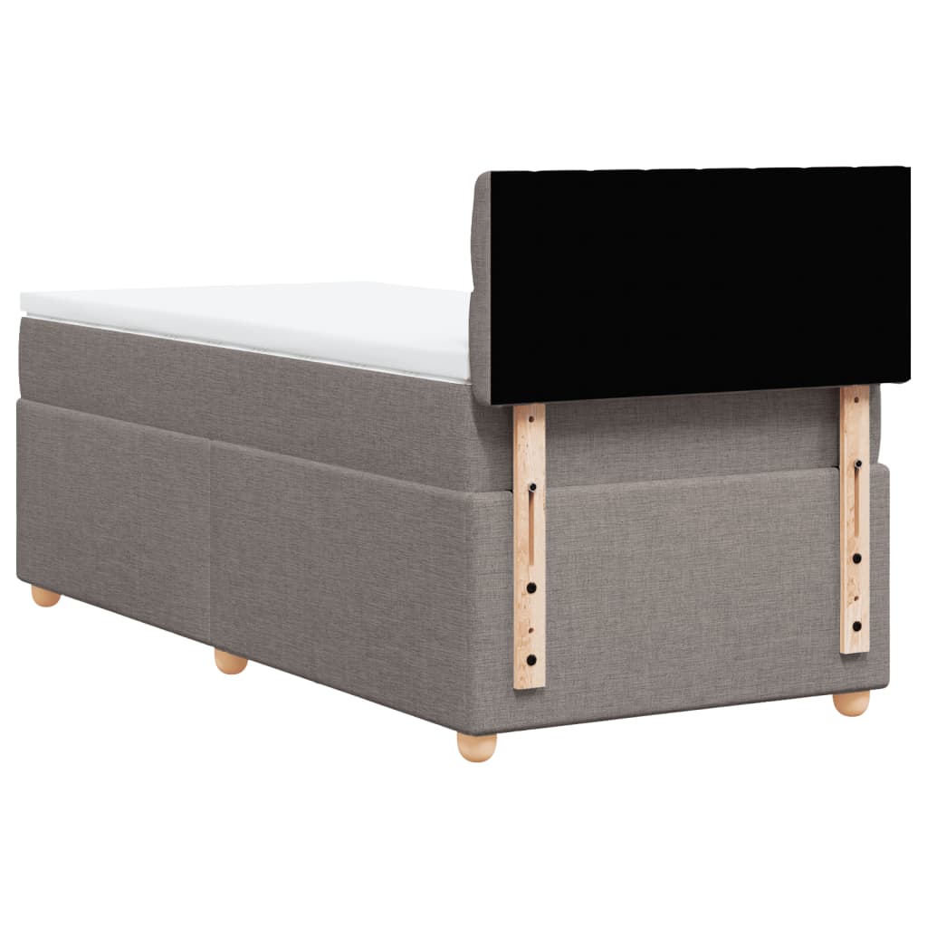 Krevet s oprugama i madracem smeđesivi 90x200 cm od tkanine