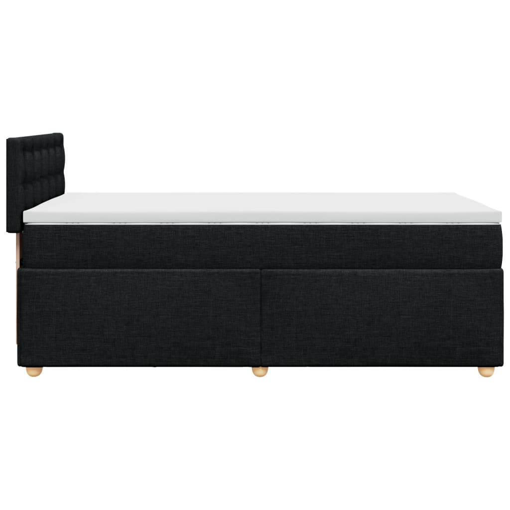 Krevet s oprugama i madracem crni 100 x 200 cm od tkanine