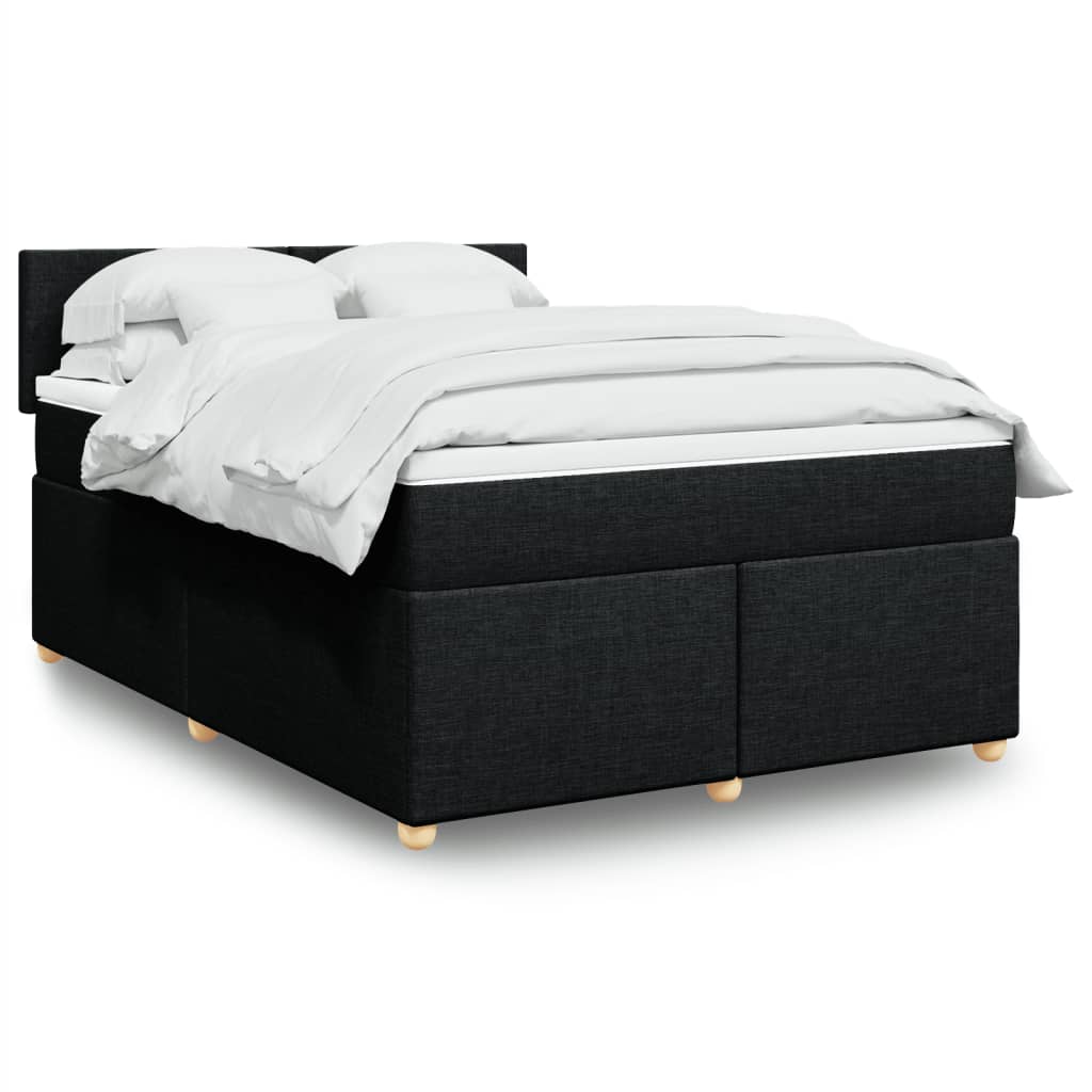 Krevet s oprugama i madracem crni 140 x 190 cm od tkanine