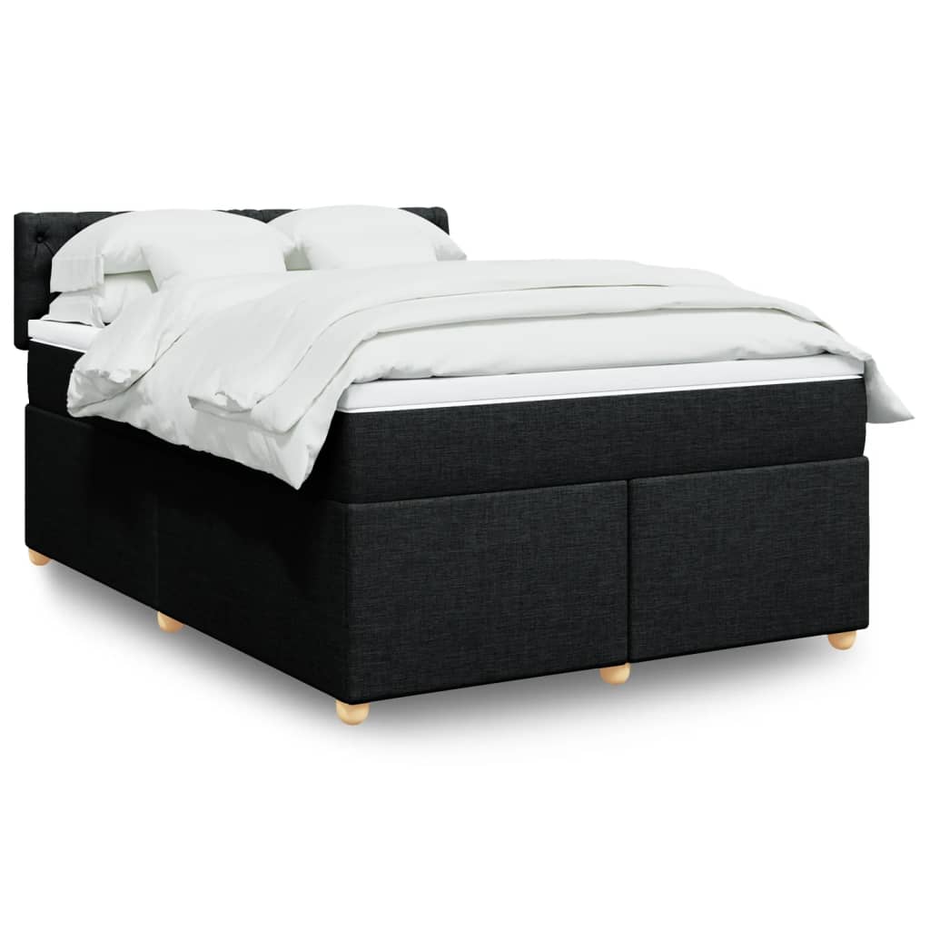 Krevet s oprugama i madracem crni 140 x 190 cm od tkanine