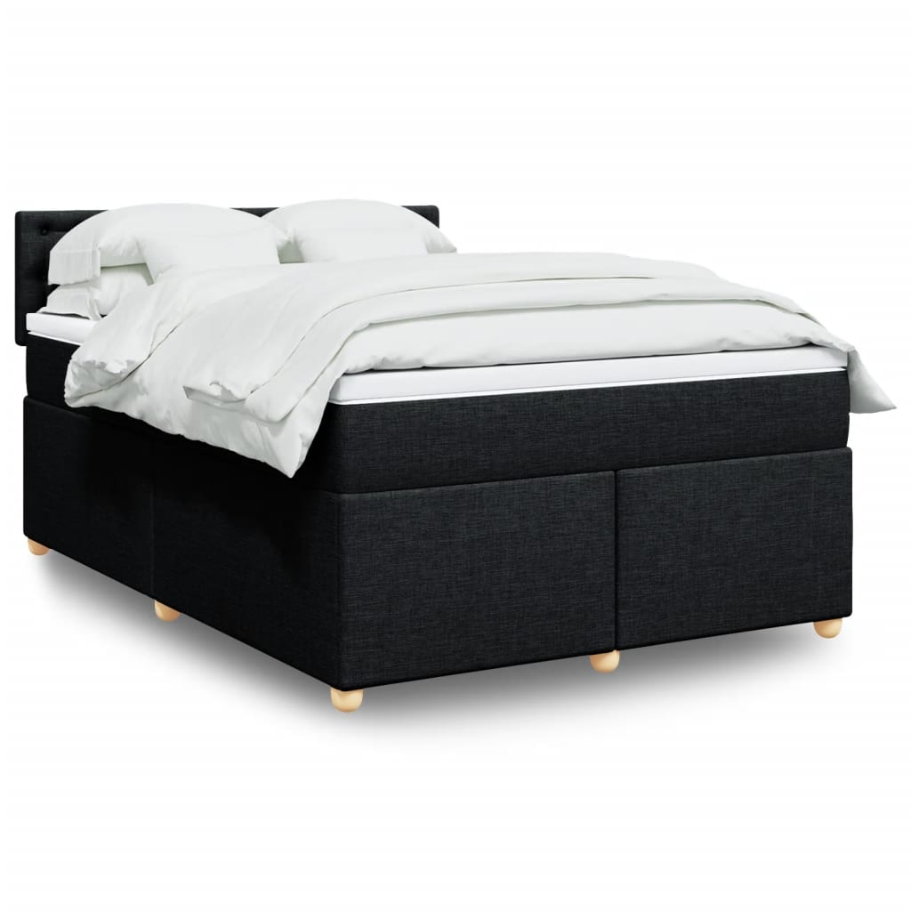 Krevet s oprugama i madracem crni 140 x 190 cm od tkanine