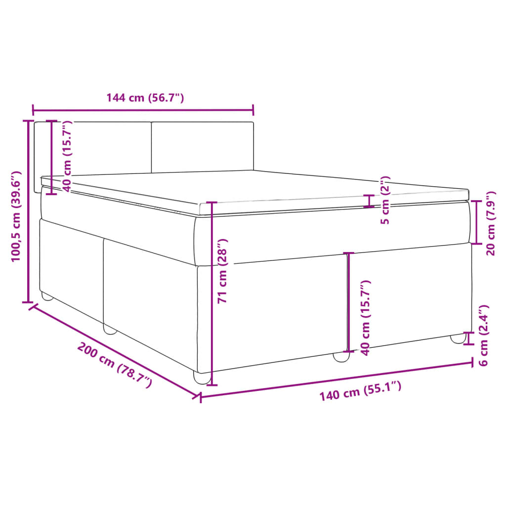 Krevet s oprugama i madracem crni 140x200 cm od tkanine