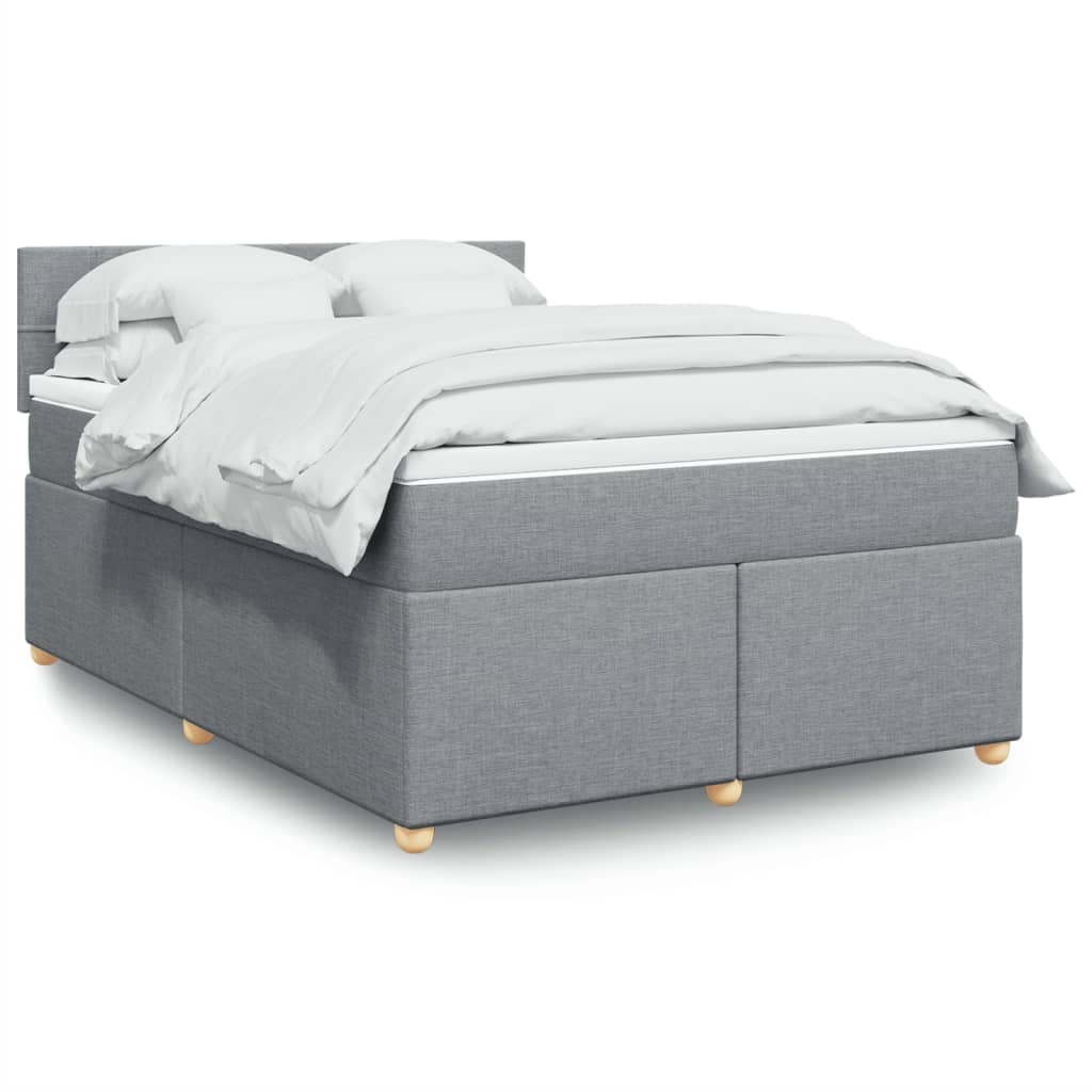 Krevet box spring s madracem svjetlosivi 140x200 cm od tkanine