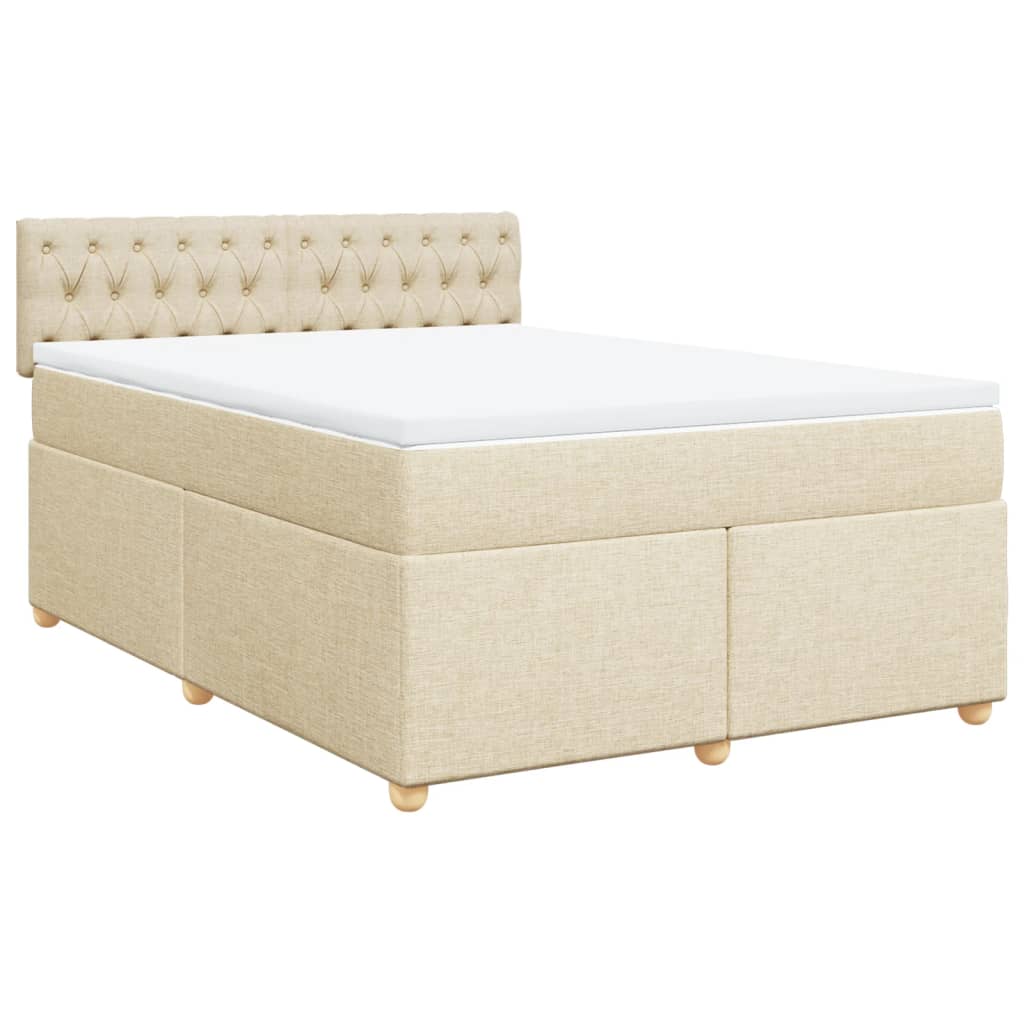Krevet s oprugama i madracem krem 140x200 cm od tkanine
