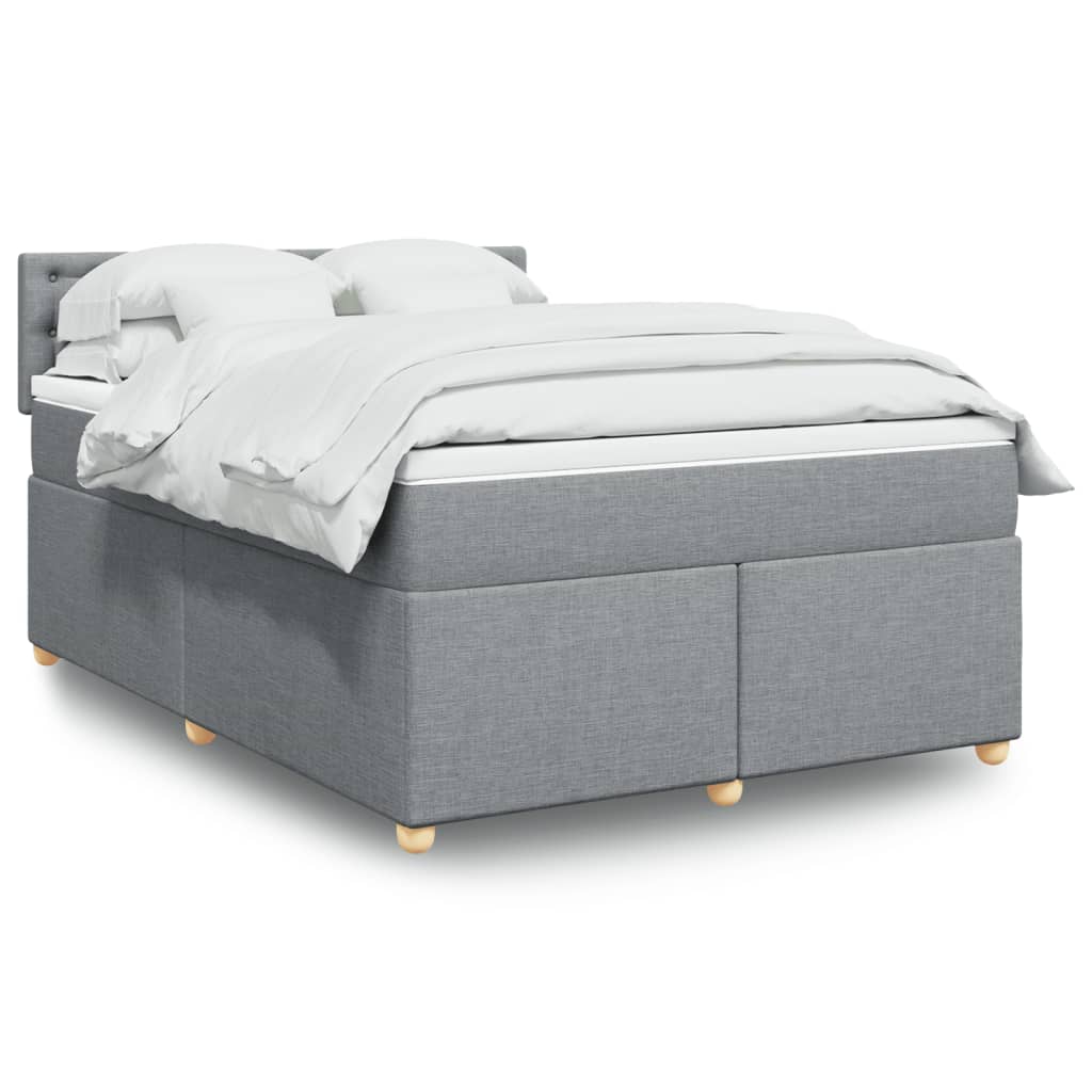 Krevet box spring s madracem svjetlosivi 140x200 cm od tkanine