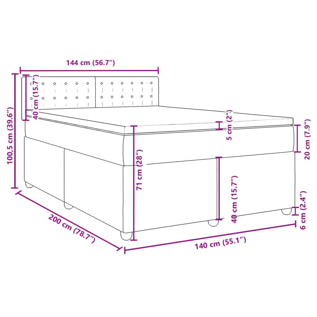 Krevet s oprugama i madracem plavi 140x200 cm od tkanine