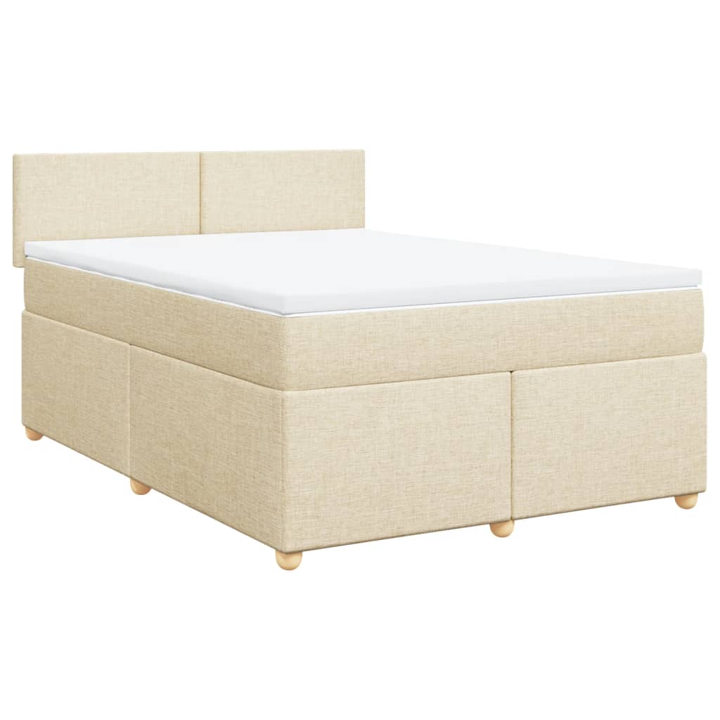 Krevet s oprugama i madracem krem 160x200 cm od tkanine