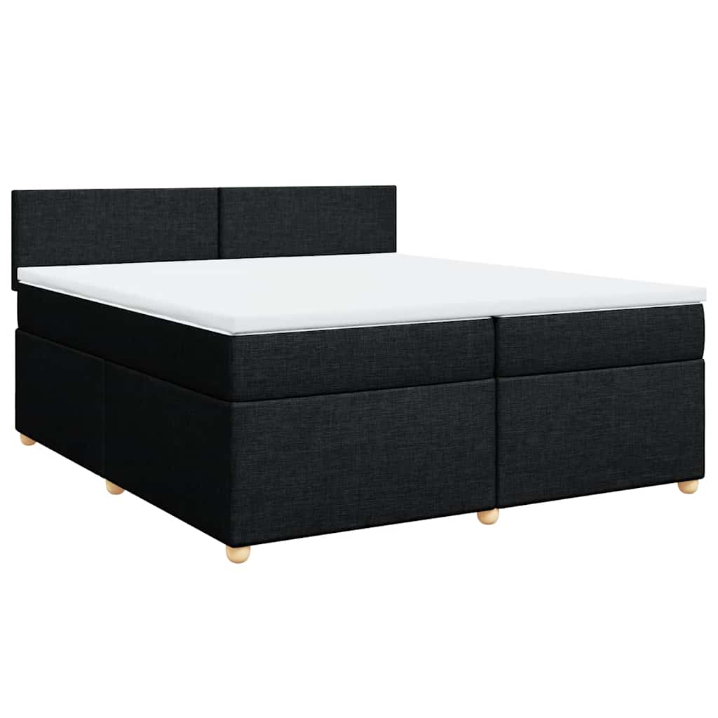 Krevet s oprugama i madracem crni 200x200 cm od tkanine