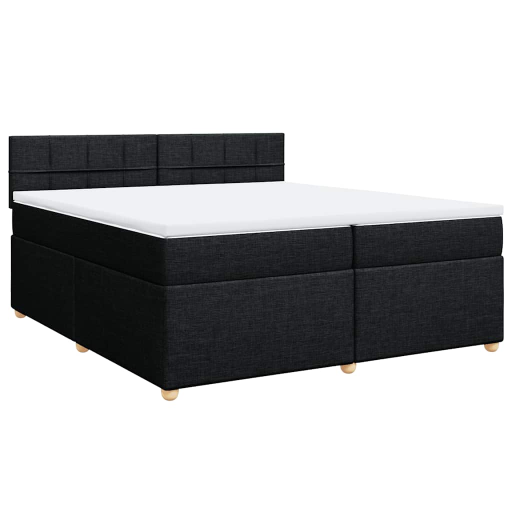 Krevet s oprugama i madracem crni 200x200 cm od tkanine