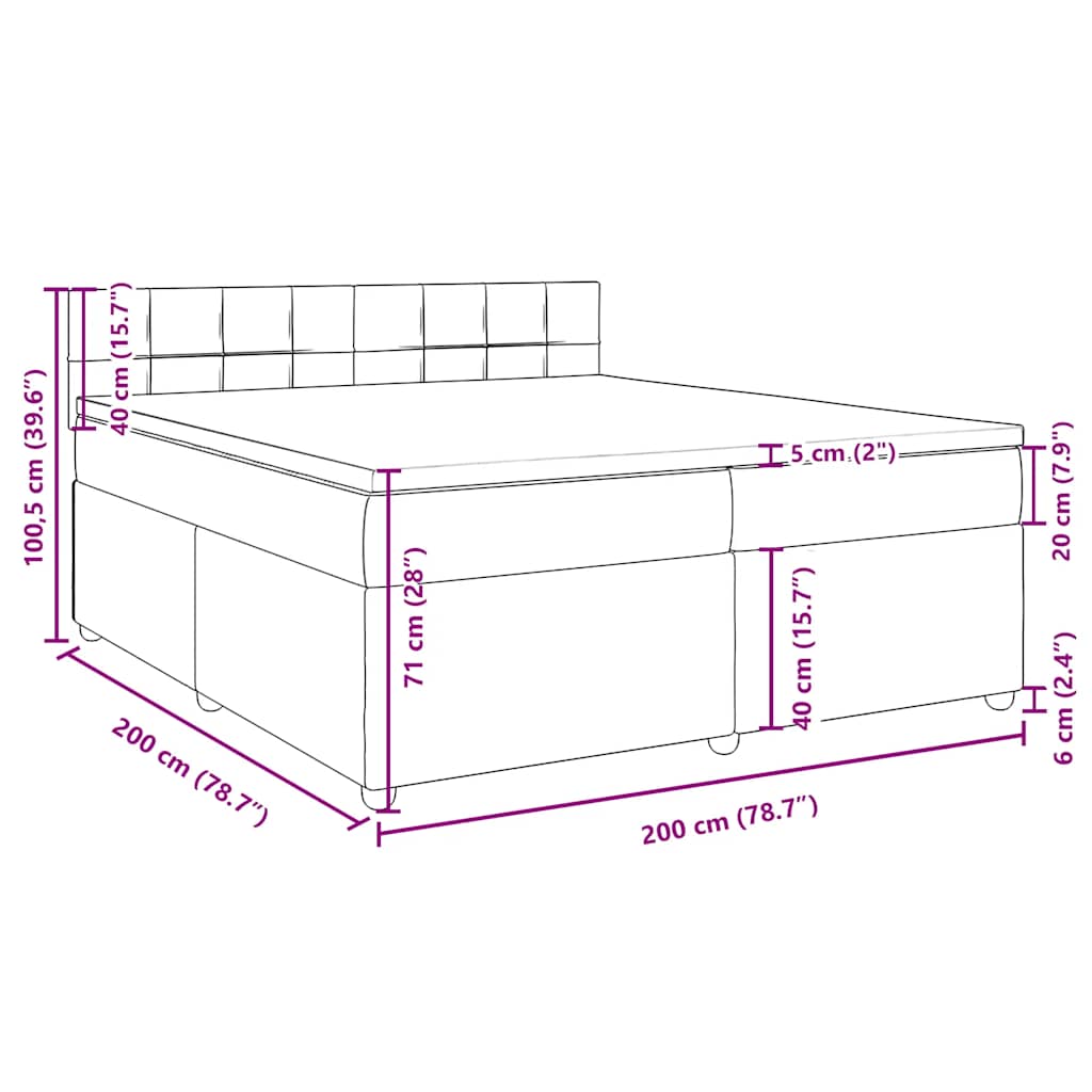 Krevet s oprugama i madracem crni 200x200 cm od tkanine