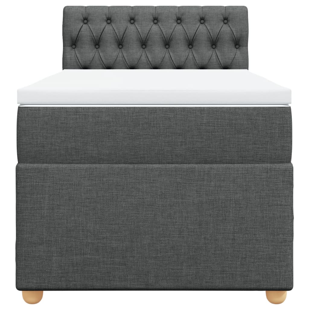 Krevet box spring s madracem tamnosivi za 1 osobu tkanine