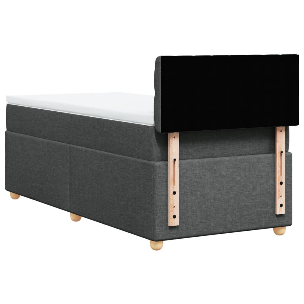 Krevet box spring s madracem tamnosivi za 1 osobu tkanine
