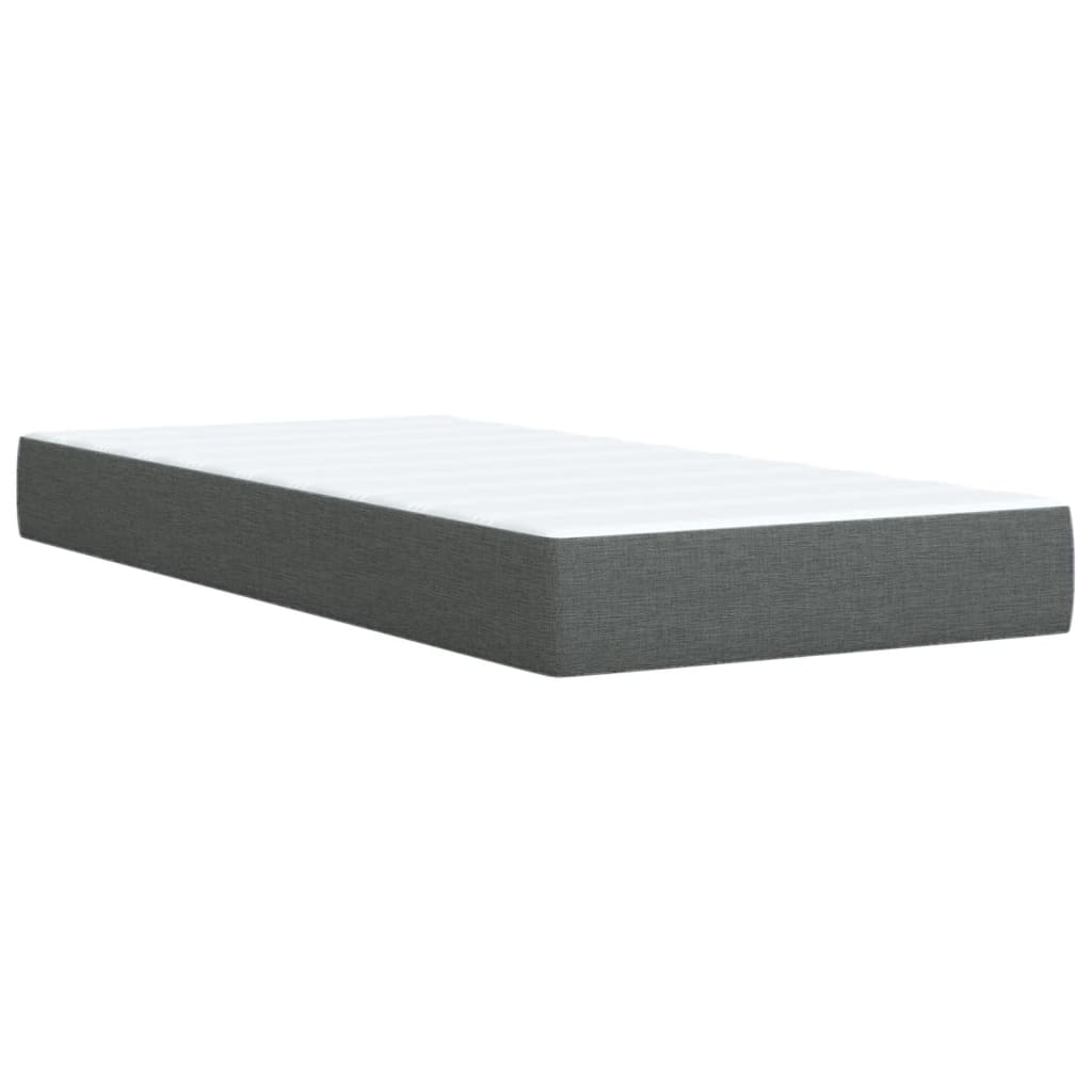 Krevet box spring s madracem tamnosivi za 1 osobu tkanine