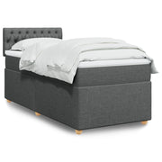 Krevet box spring s madracem tamnosivi za 1 osobu tkanine