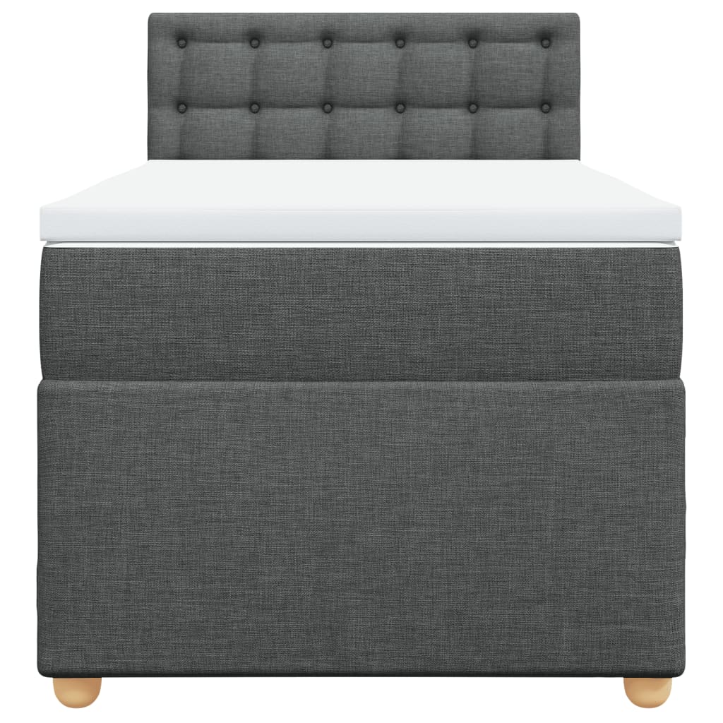 Krevet box spring s madracem tamnosivi za 1 osobu tkanine