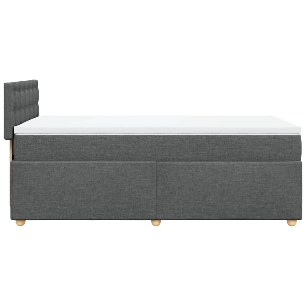 Krevet box spring s madracem tamnosivi za 1 osobu tkanine