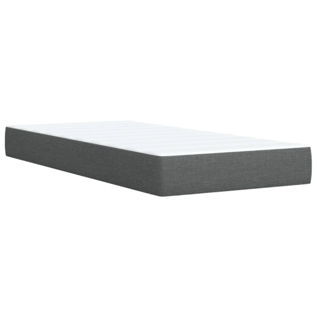 Krevet box spring s madracem tamnosivi za 1 osobu tkanine