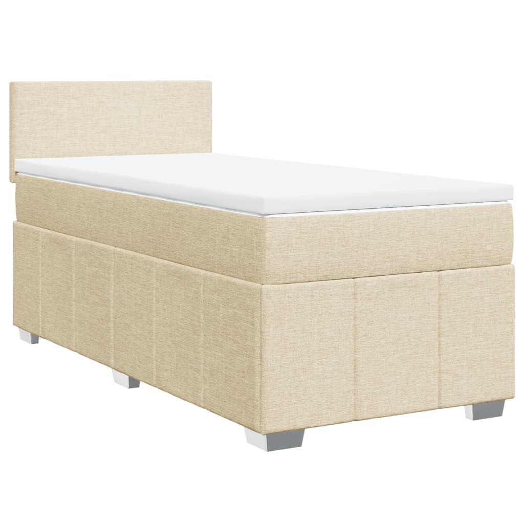 Krevet s oprugama i madracem krem 90 x 190 cm od tkanine