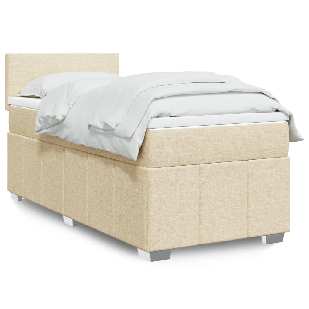 Krevet s oprugama i madracem krem 90 x 190 cm od tkanine