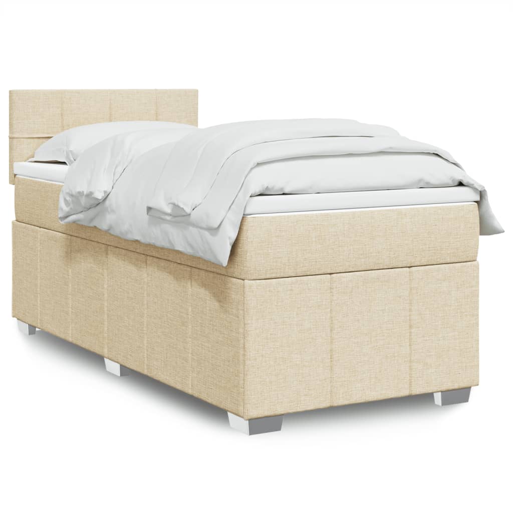Krevet s oprugama i madracem krem 90 x 190 cm od tkanine