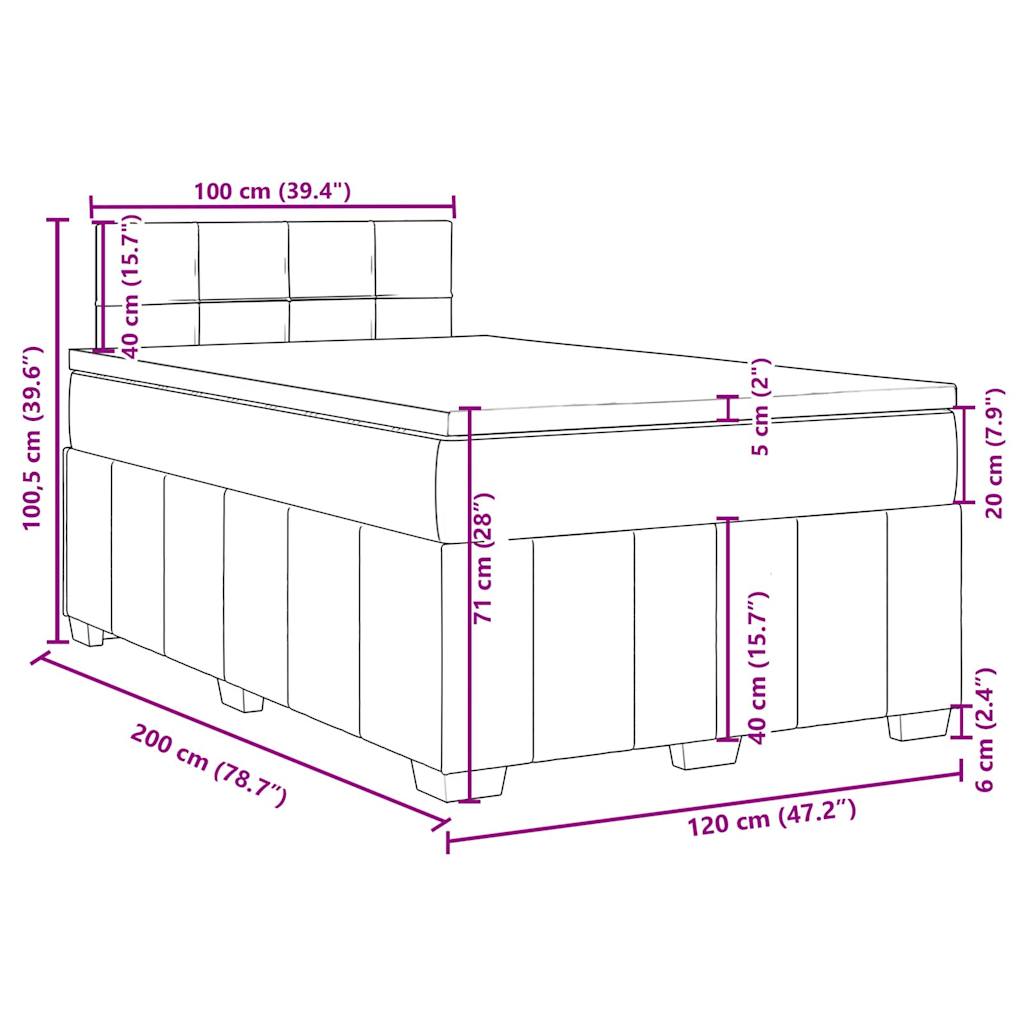 Krevet s oprugama i madracem krem 120 x 200 cm od tkanine