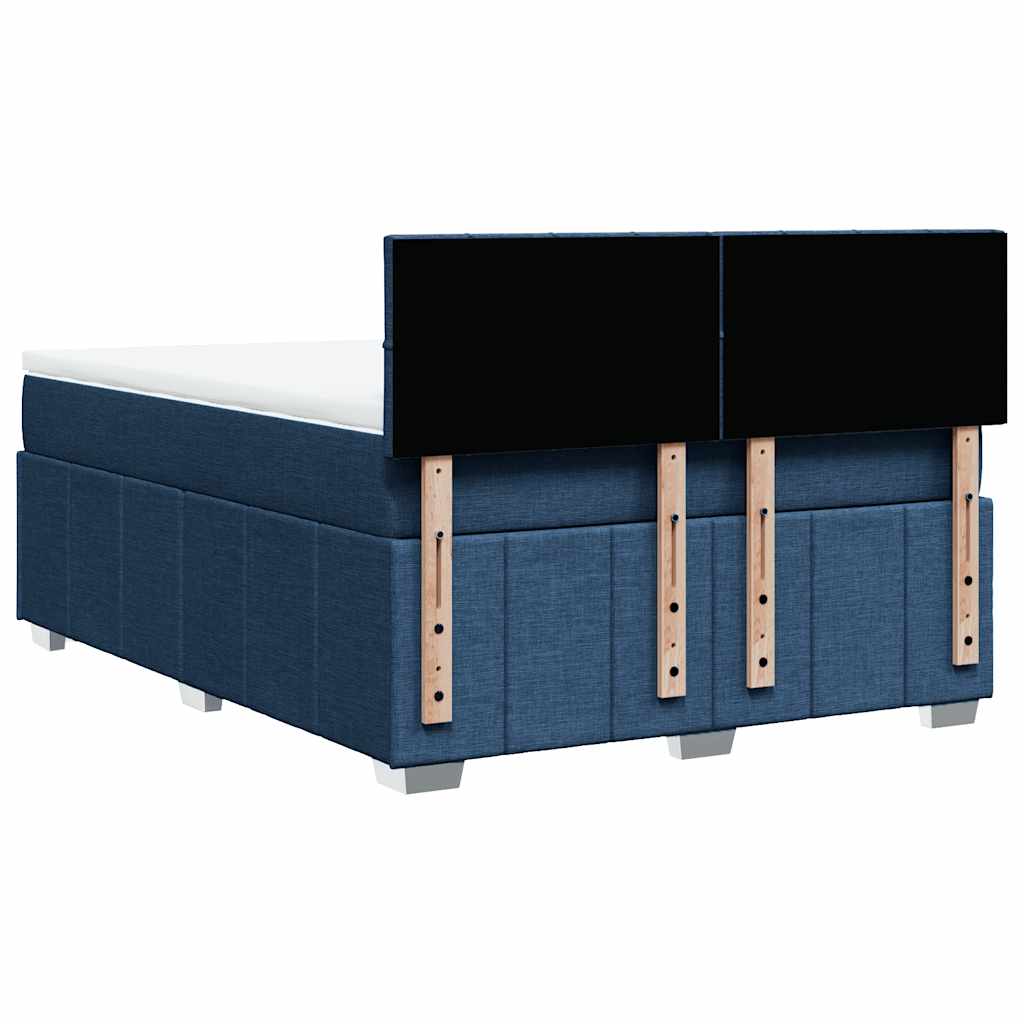 Krevet s oprugama i madracem plavi 140 x 190 cm od tkanine