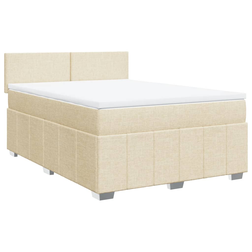 Krevet s oprugama i madracem krem 140x200 cm od tkanine