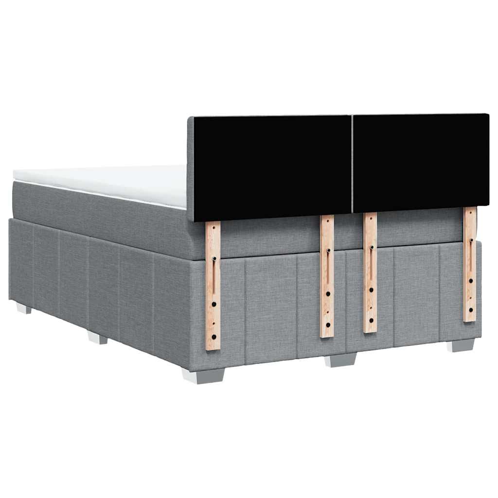 Krevet box spring s madracem svjetlosivi 140x200 cm od tkanine