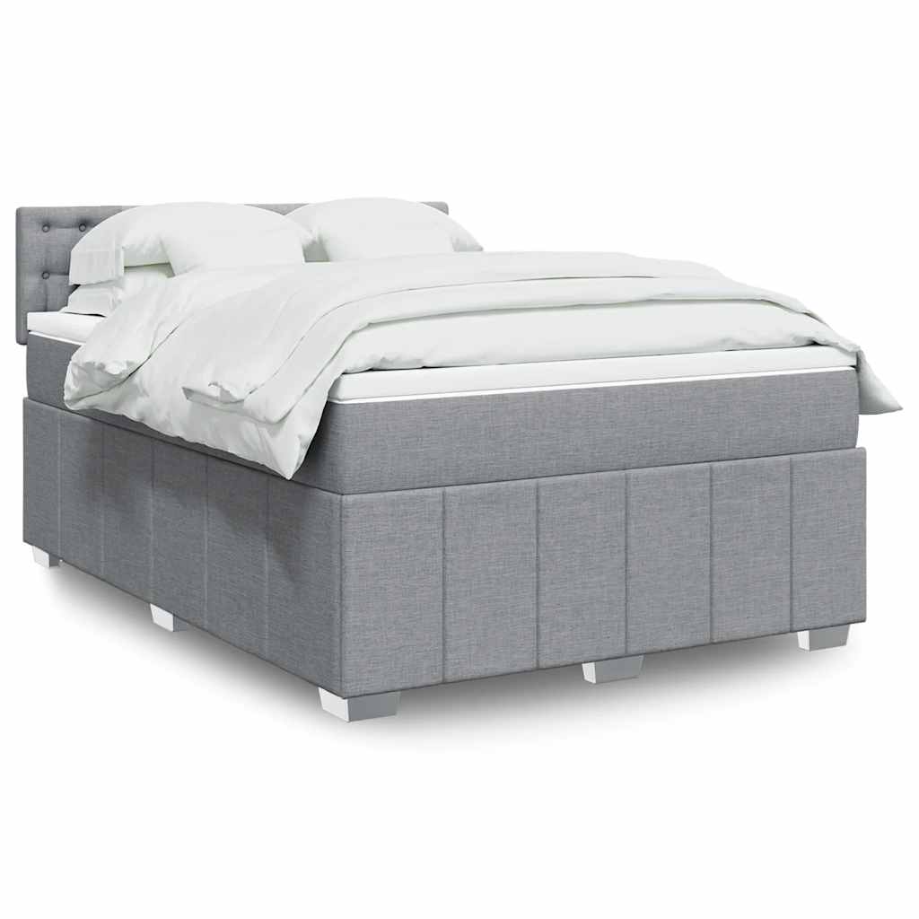 Krevet box spring s madracem svjetlosivi 140x200 cm od tkanine