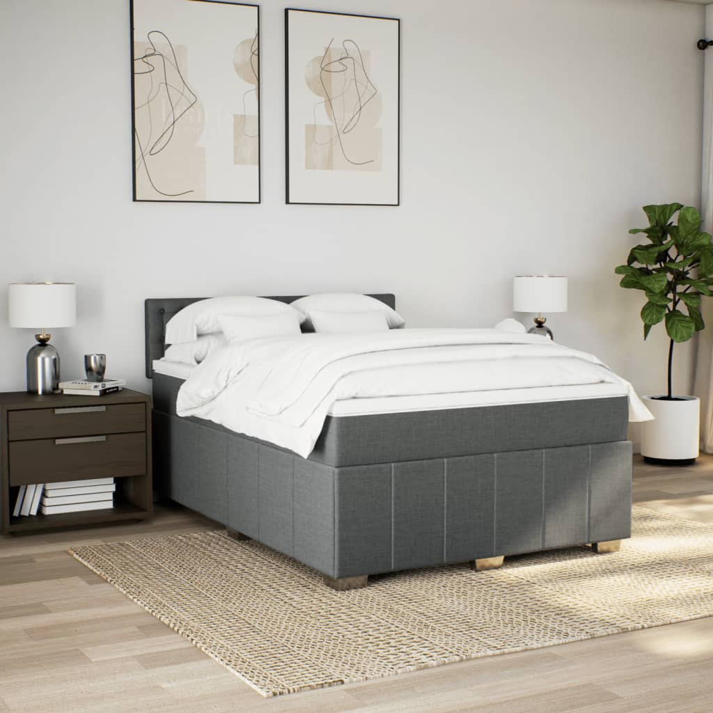 Okvir kreveta s oprugama i madrac svjetlosivi 140x200cm tkanina