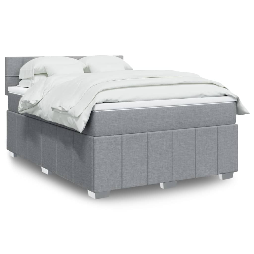 Krevet box spring s madracem svjetlosiva 160x200 cm tkanina