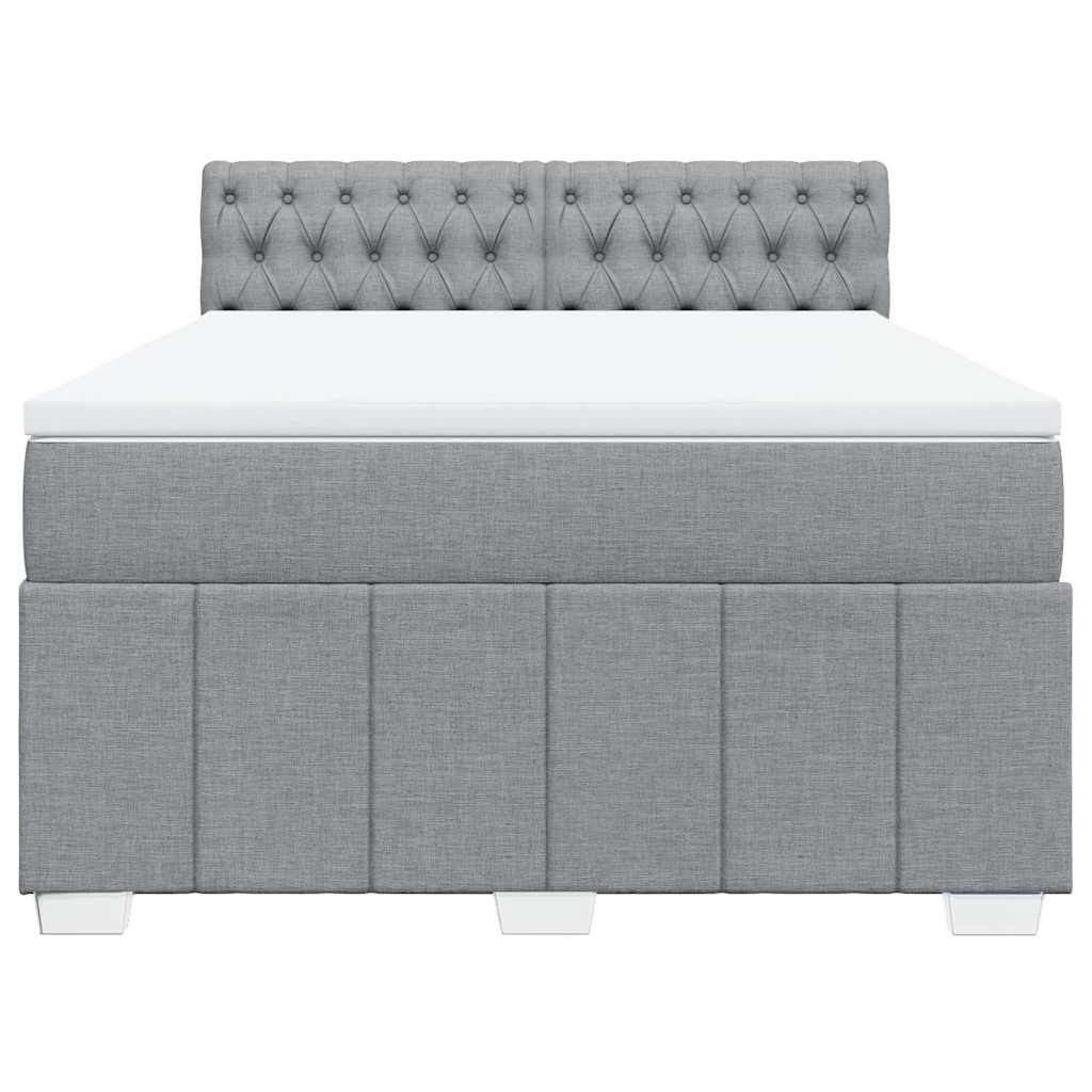 Krevet box spring s madracem svjetlosiva 160x200 cm tkanina