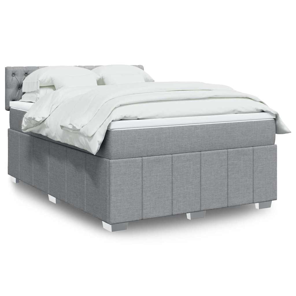 Krevet box spring s madracem svjetlosiva 160x200 cm tkanina