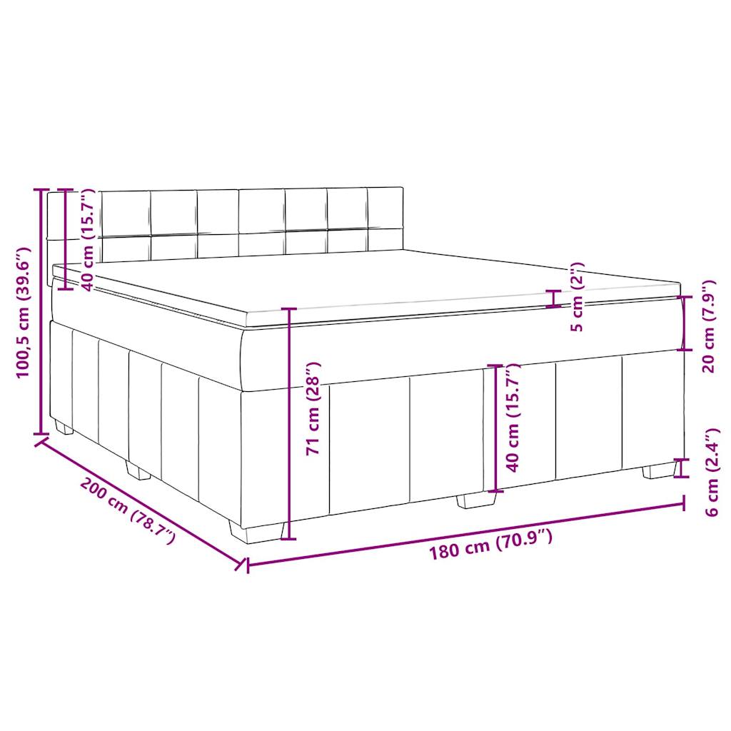 Krevet s oprugama i madracem krem 180x200 cm od tkanine