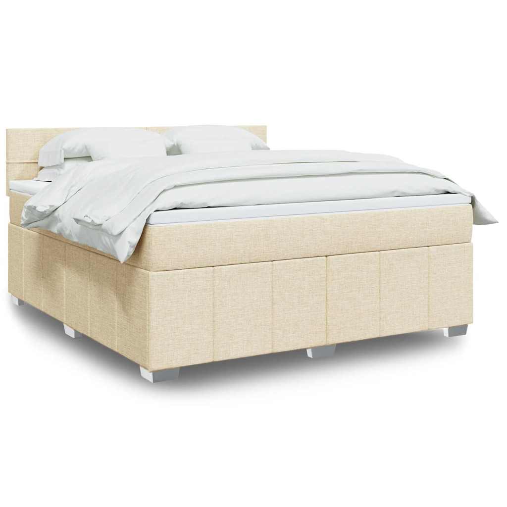 Krevet s oprugama i madracem krem 180x200 cm od tkanine