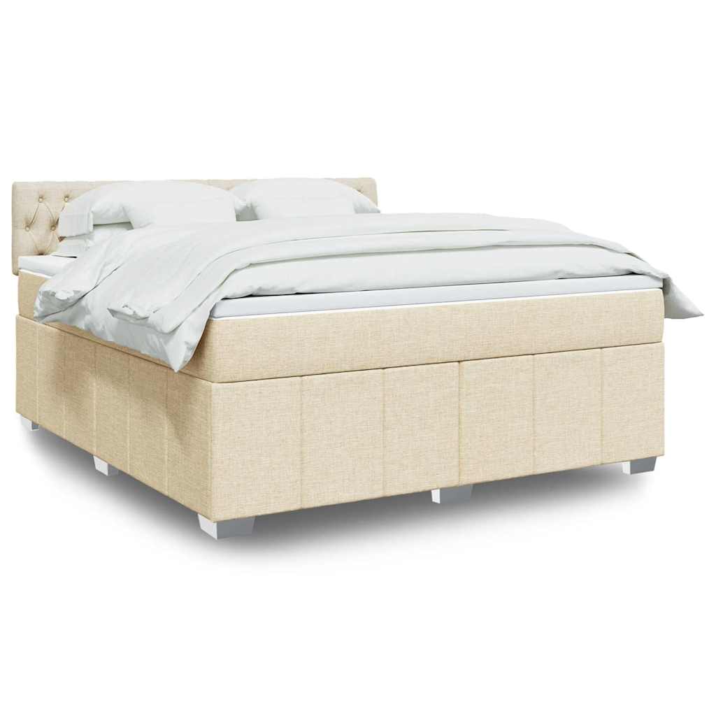 Krevet s oprugama i madracem krem 180x200 cm od tkanine