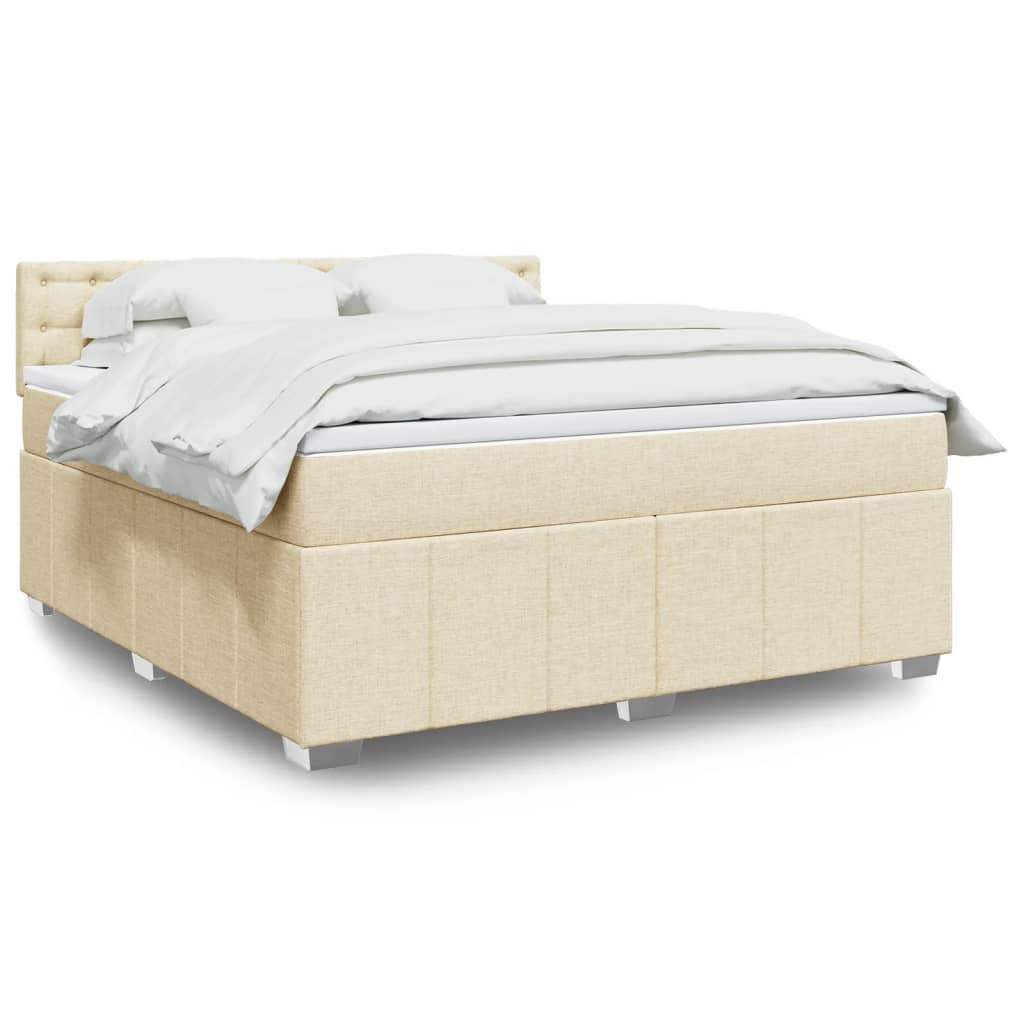 Krevet s oprugama i madracem krem 180x200 cm od tkanine