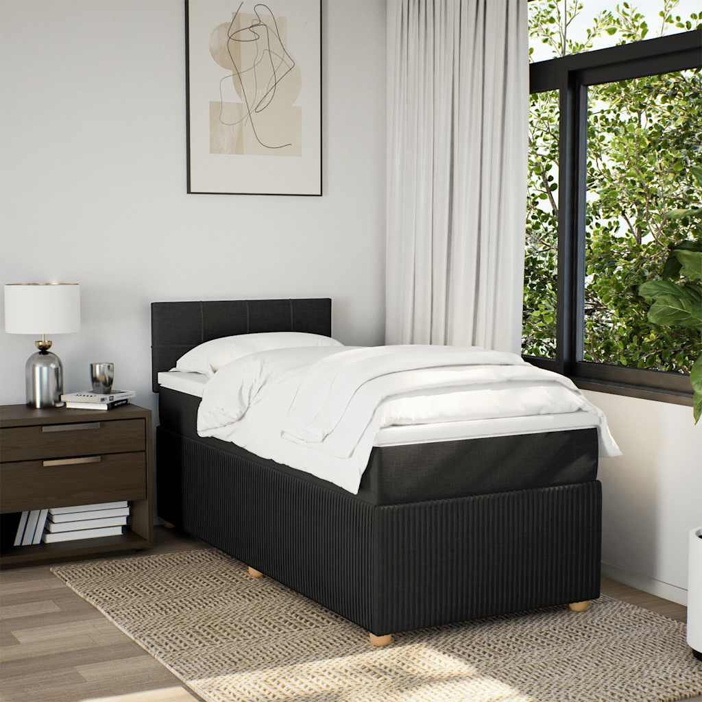 Box spring krevet s madracem crni 90x190 cm od tkanine