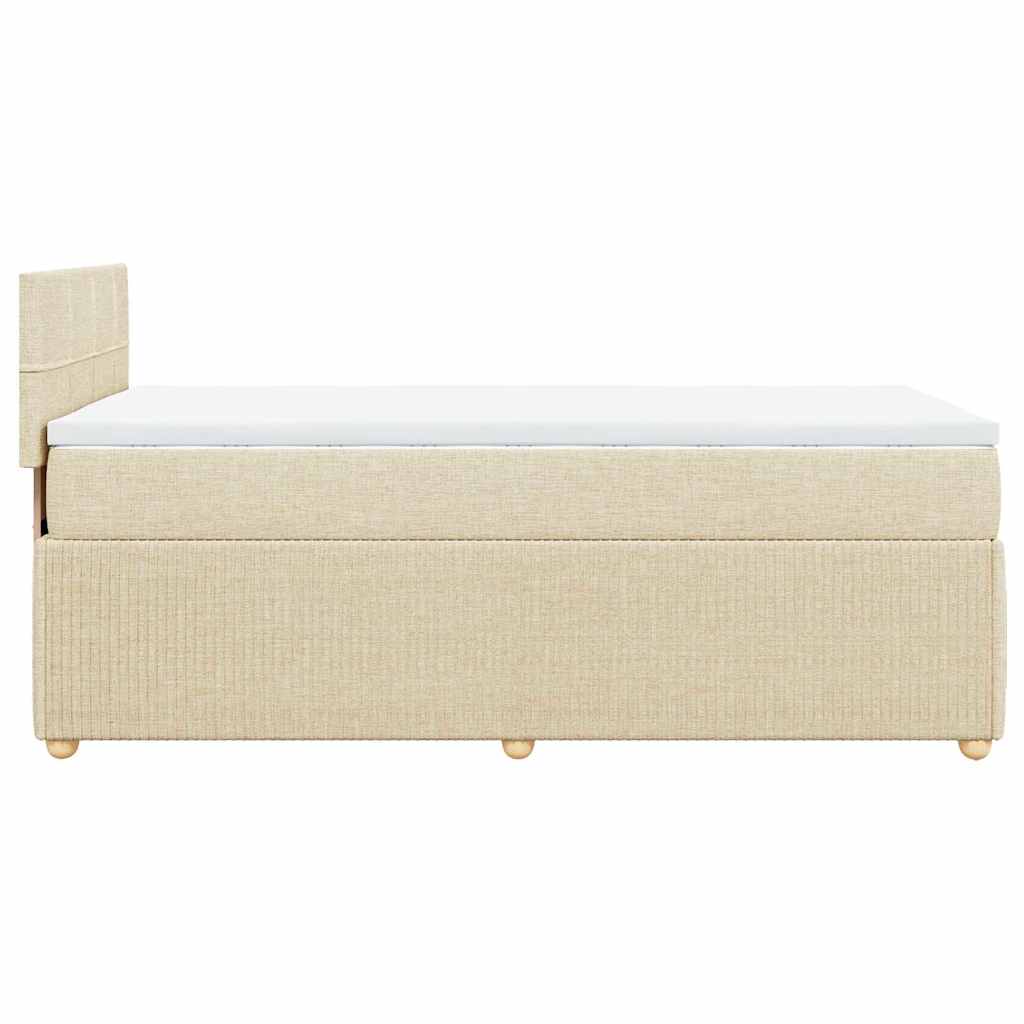 Krevet s oprugama i madracem krem 90 x 200 cm od tkanine