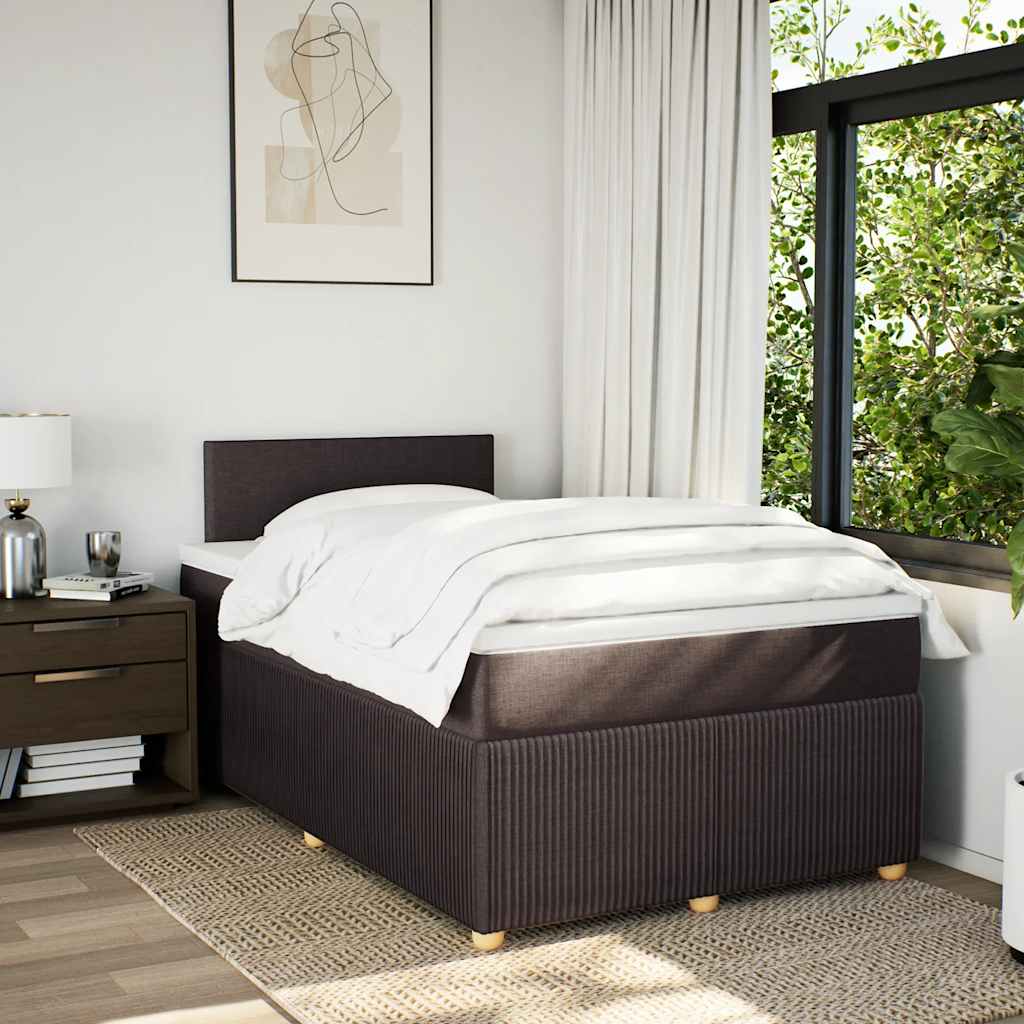 Krevet box spring s madracem tamnosmeđi 120 x 190 cm od tkanine