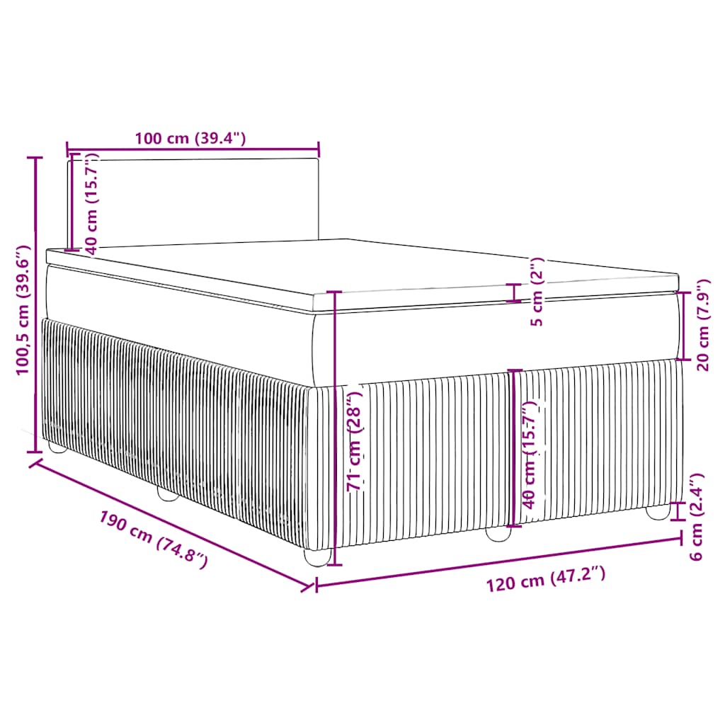 Krevet box spring s madracem krem 120 x 190 cm od tkanine