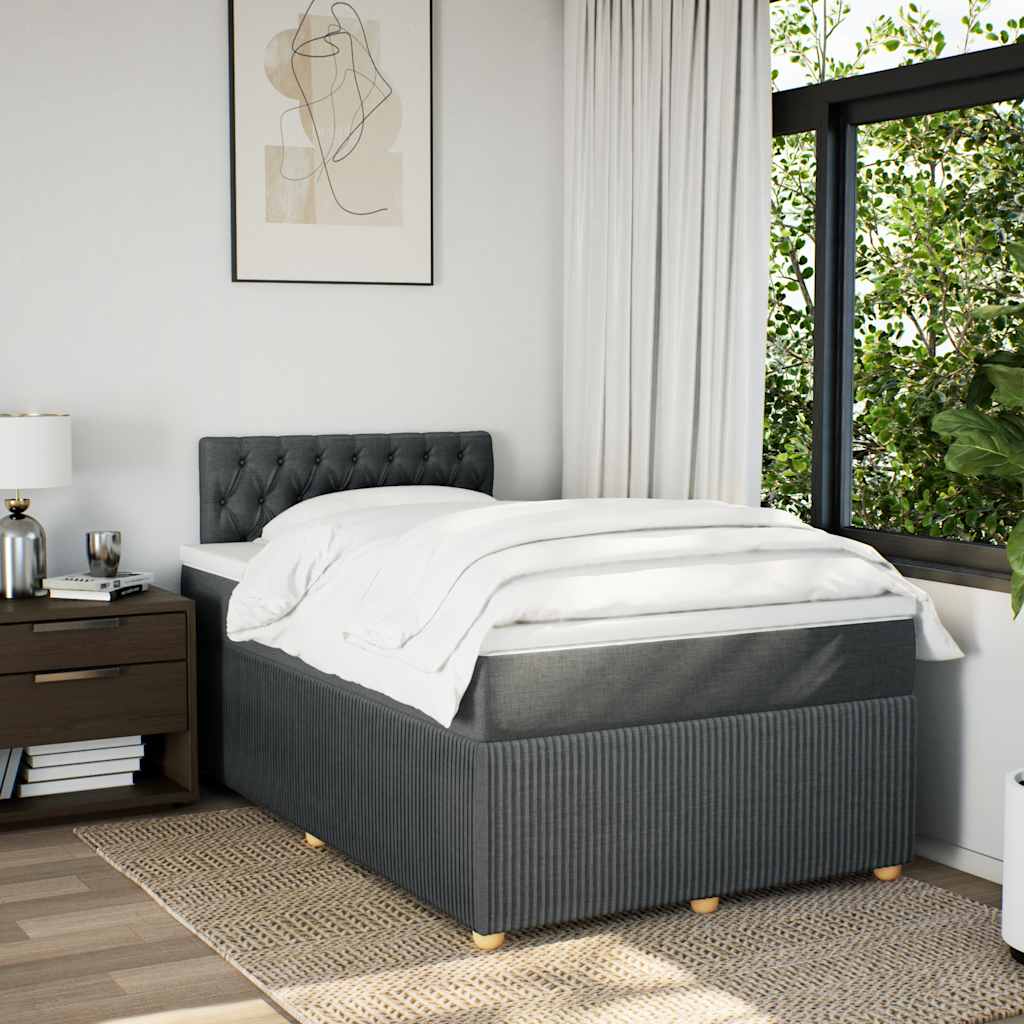 Krevet box spring s madracem tamnosivi 120 x 190 cm tkanina