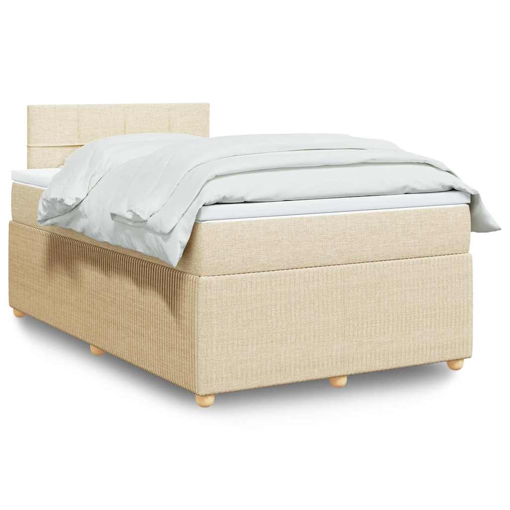 Krevet s oprugama i madracem krem 120 x 200 cm od tkanine