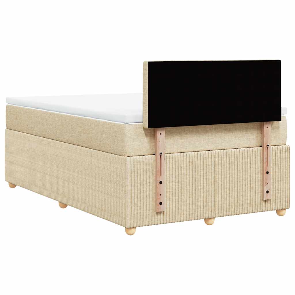 Krevet s oprugama i madracem krem 120 x 200 cm od tkanine