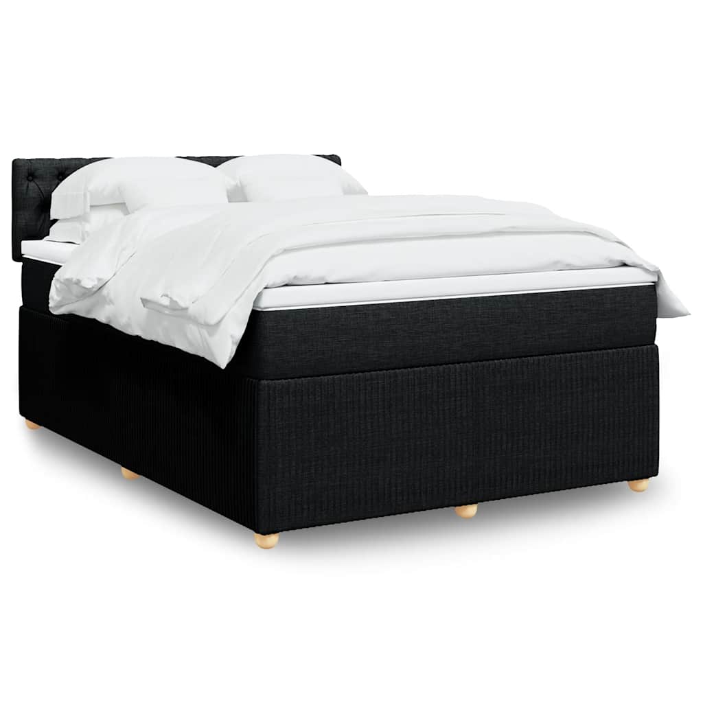 Krevet s oprugama i madracem crni 140 x 190 cm od tkanine