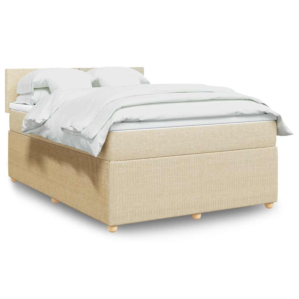 Krevet s oprugama i madracem krem 140x200 cm od tkanine