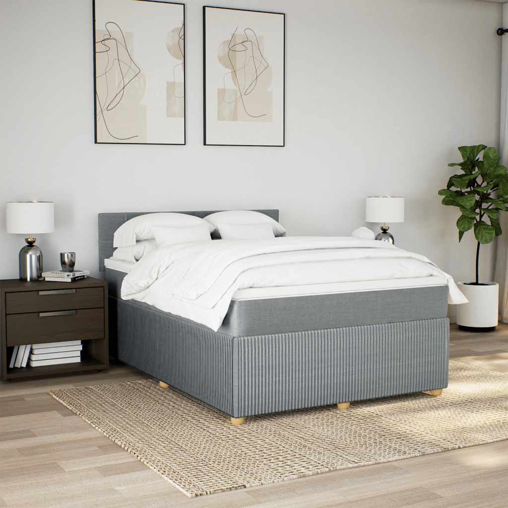 Krevet box spring s madracem svjetlosiva 160x200 cm tkanina