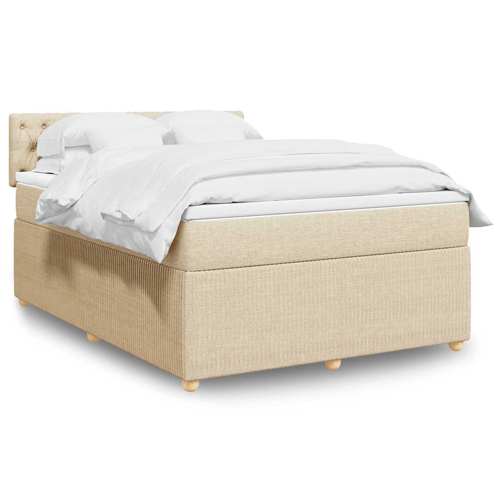Krevet s oprugama i madracem krem 160x200 cm od tkanine