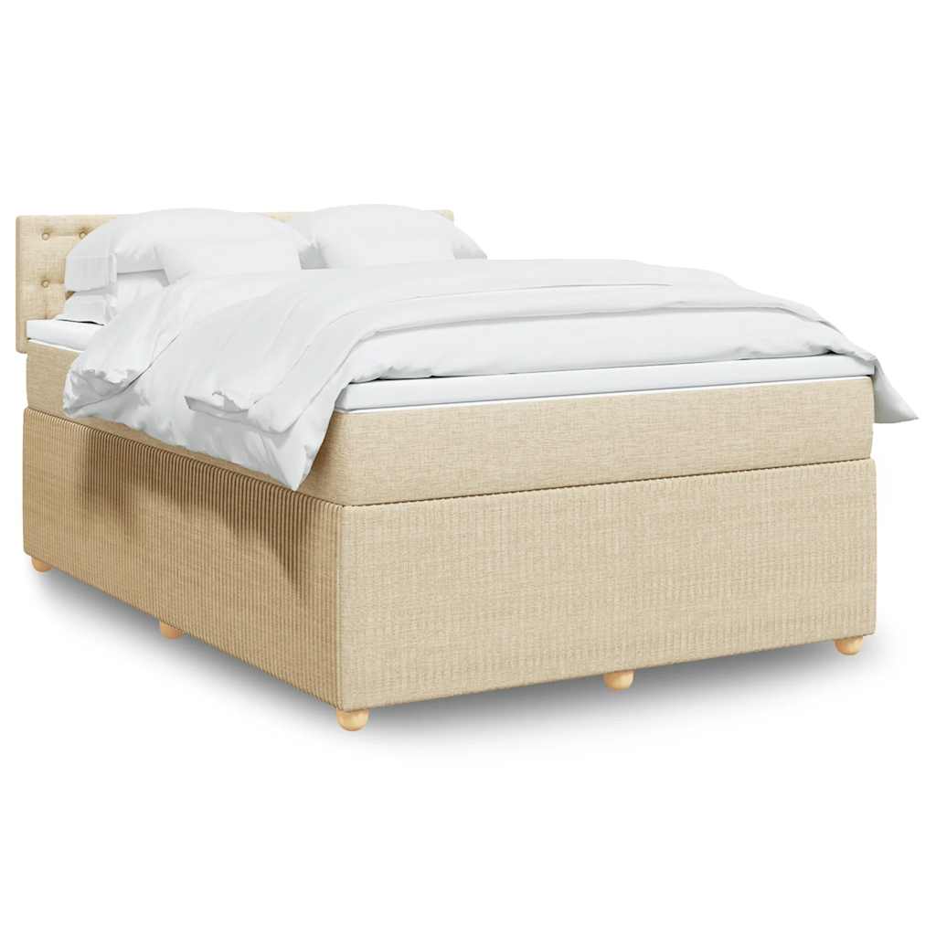Krevet s oprugama i madracem krem 160x200 cm od tkanine