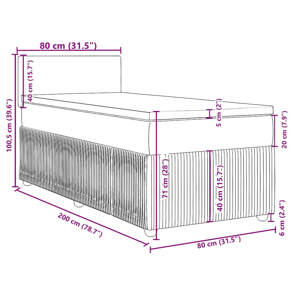 Box spring krevet s madracem crni 80 x 200 cm baršunasti